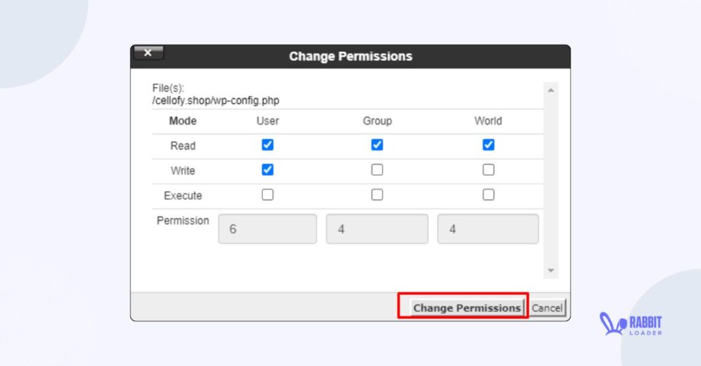 Change permission