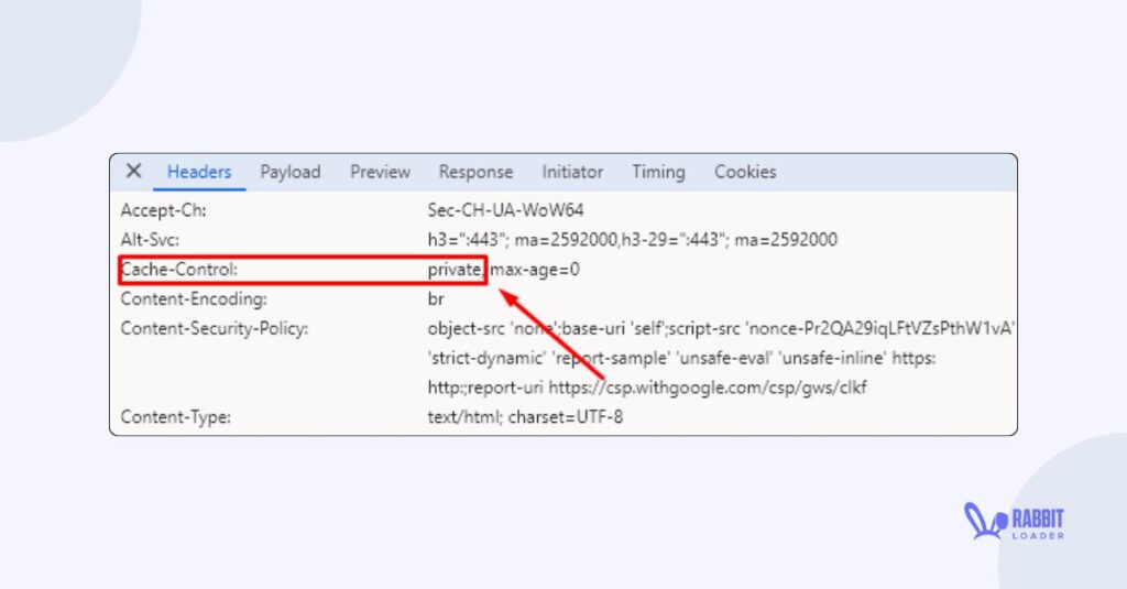 Cache control private
