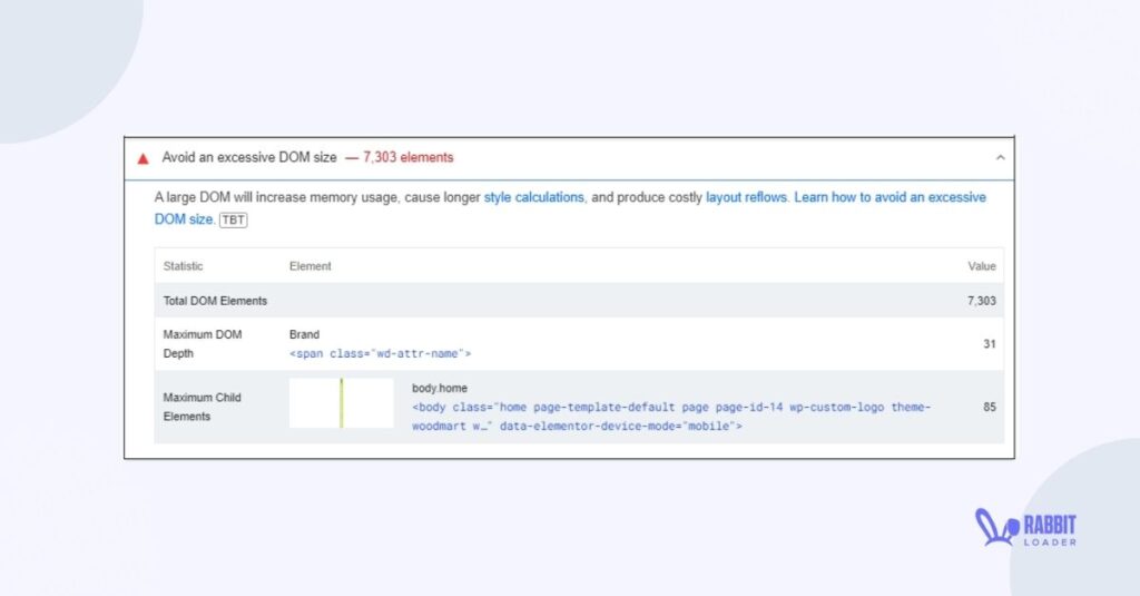 Avoid an exassive dom size