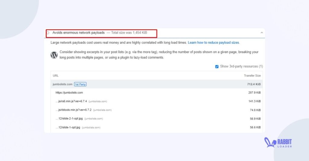 Avoid network payloads