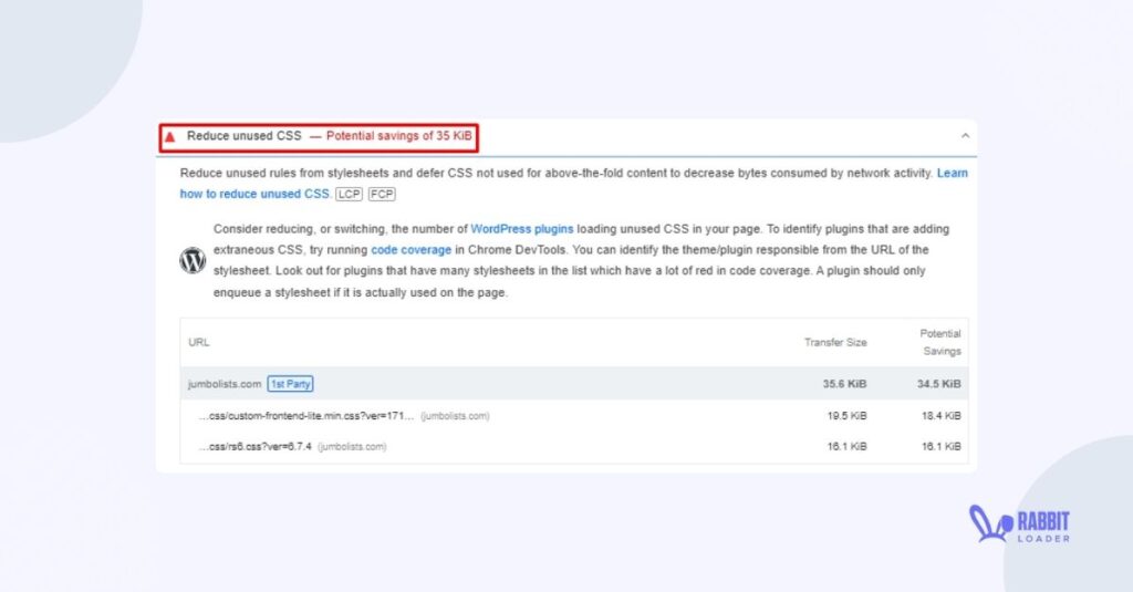 Reduce unused css