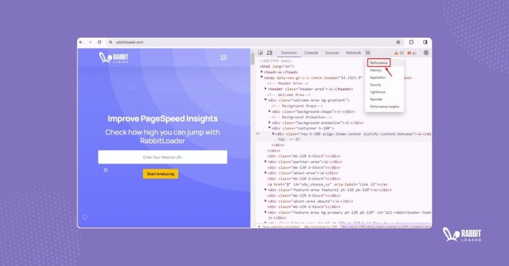 Click network tab performance