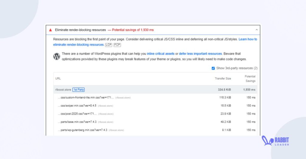 Render Blocking Resources, Critical css
