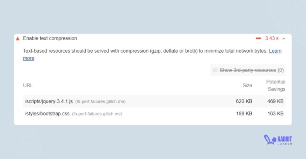 all resources compression, avoid enormous network payloads