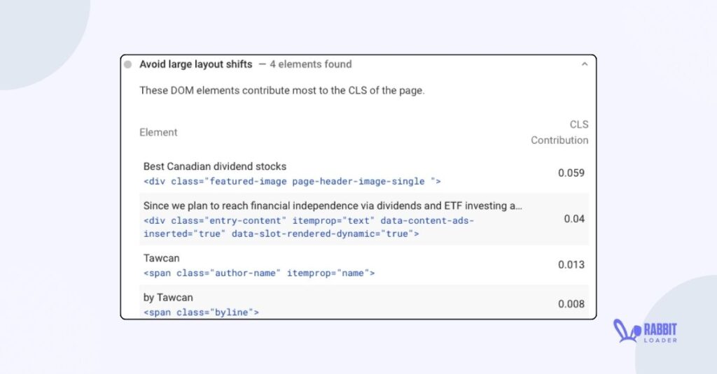 Avoid large layout shift element