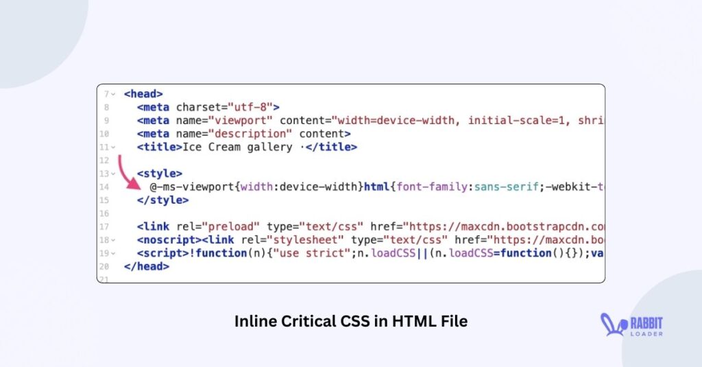 Inline Critical CSS in HTML File