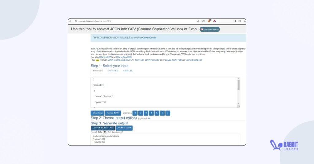 JSON To CSV Converter