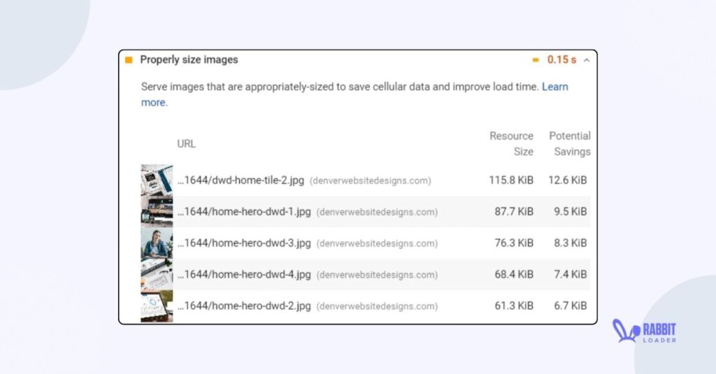 Serve the properly size images