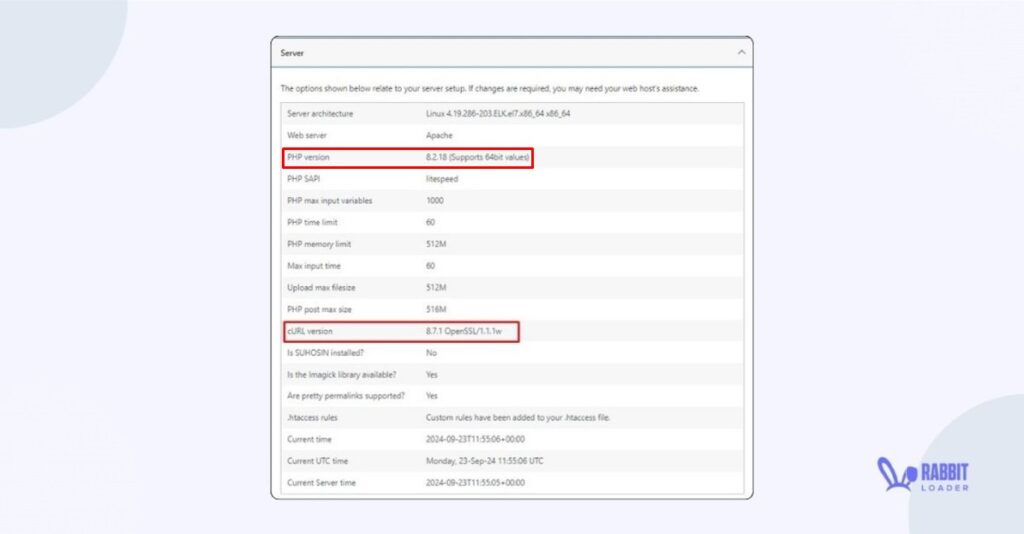 php and curl version