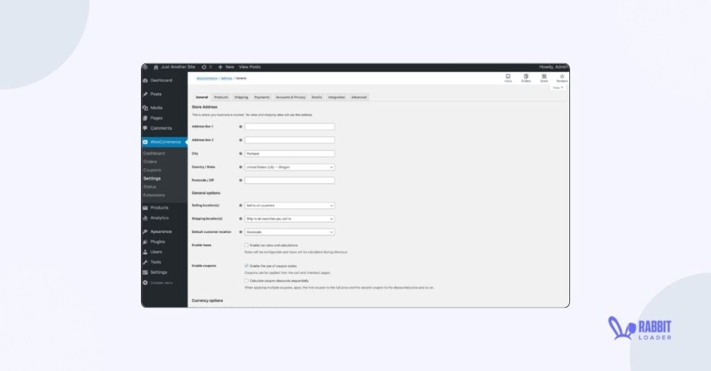woocommerce setting